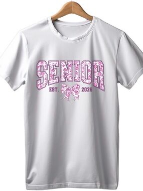 Senior Est. 2026 Graphic Tee - White & Pink Medium
